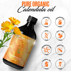 Close-up of UNSULLIED Calendula Oil texture suited for facial care.