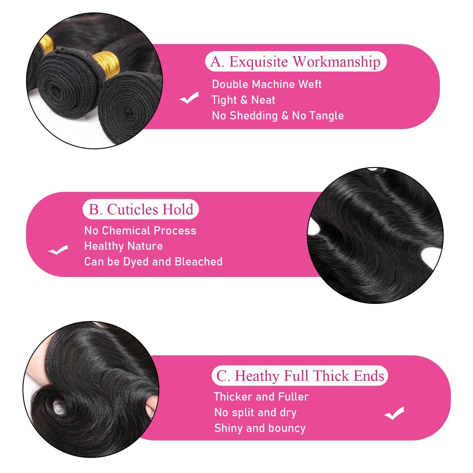 Unvizossa Body Wave 24-inch close-up texture for dramatic length