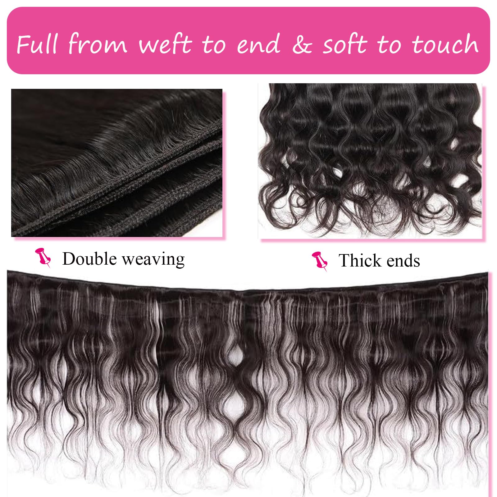 Unvizossa Body Wave bundles natural black color for everyday wear