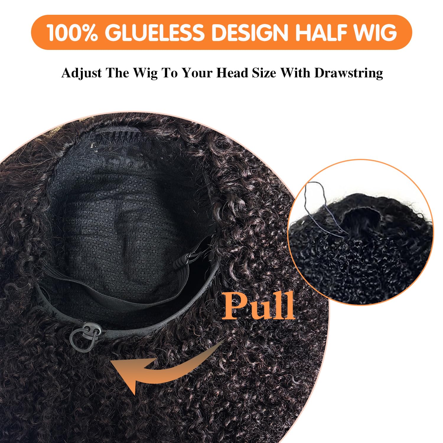 Unvizossa Half Wig 200% density kinky curls for full-volume texture.