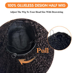 Unvizossa Half Wig 200% density kinky curls for full-volume texture.