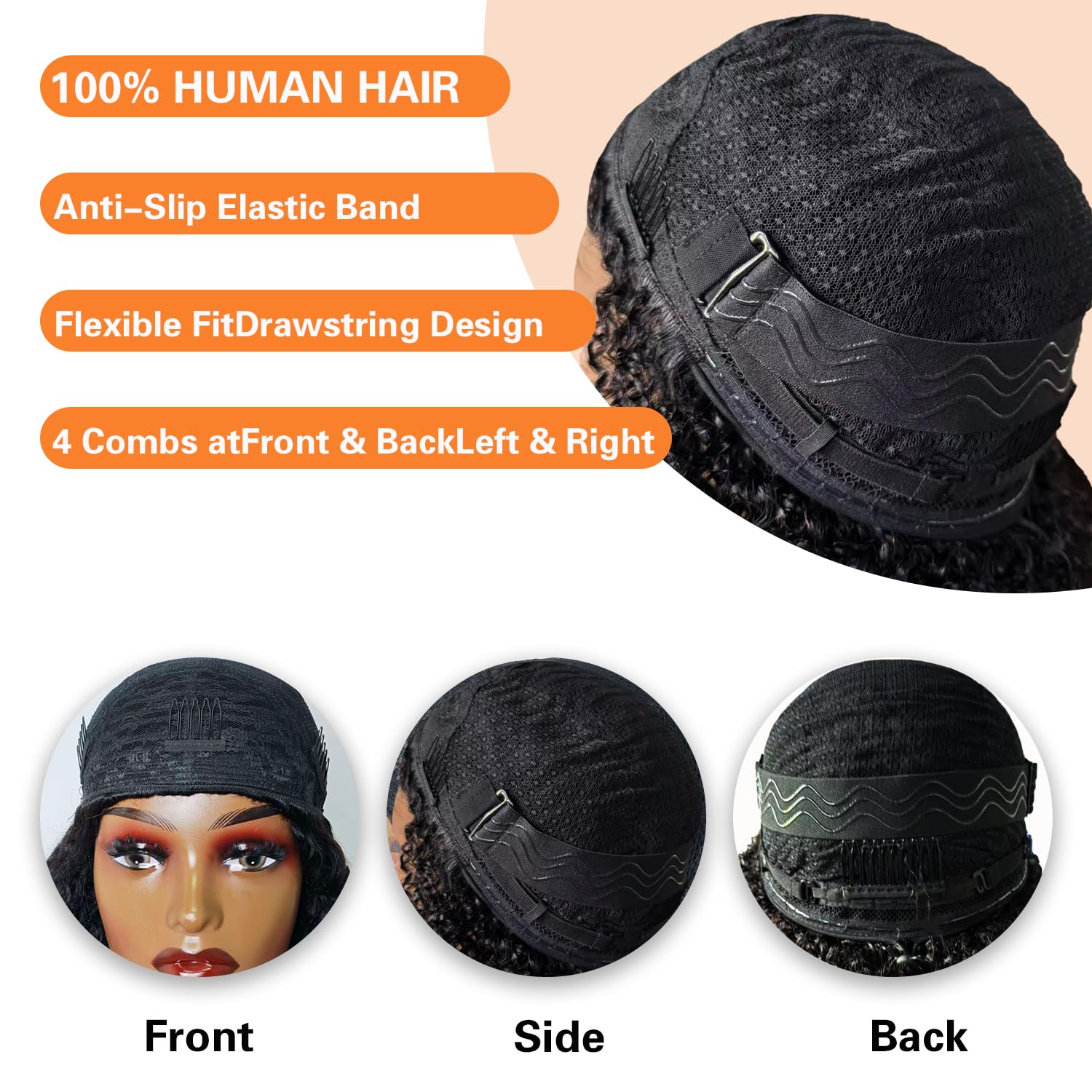 Unvizossa Half Wig adjustable drawstring for a personalized, comfortable fit.