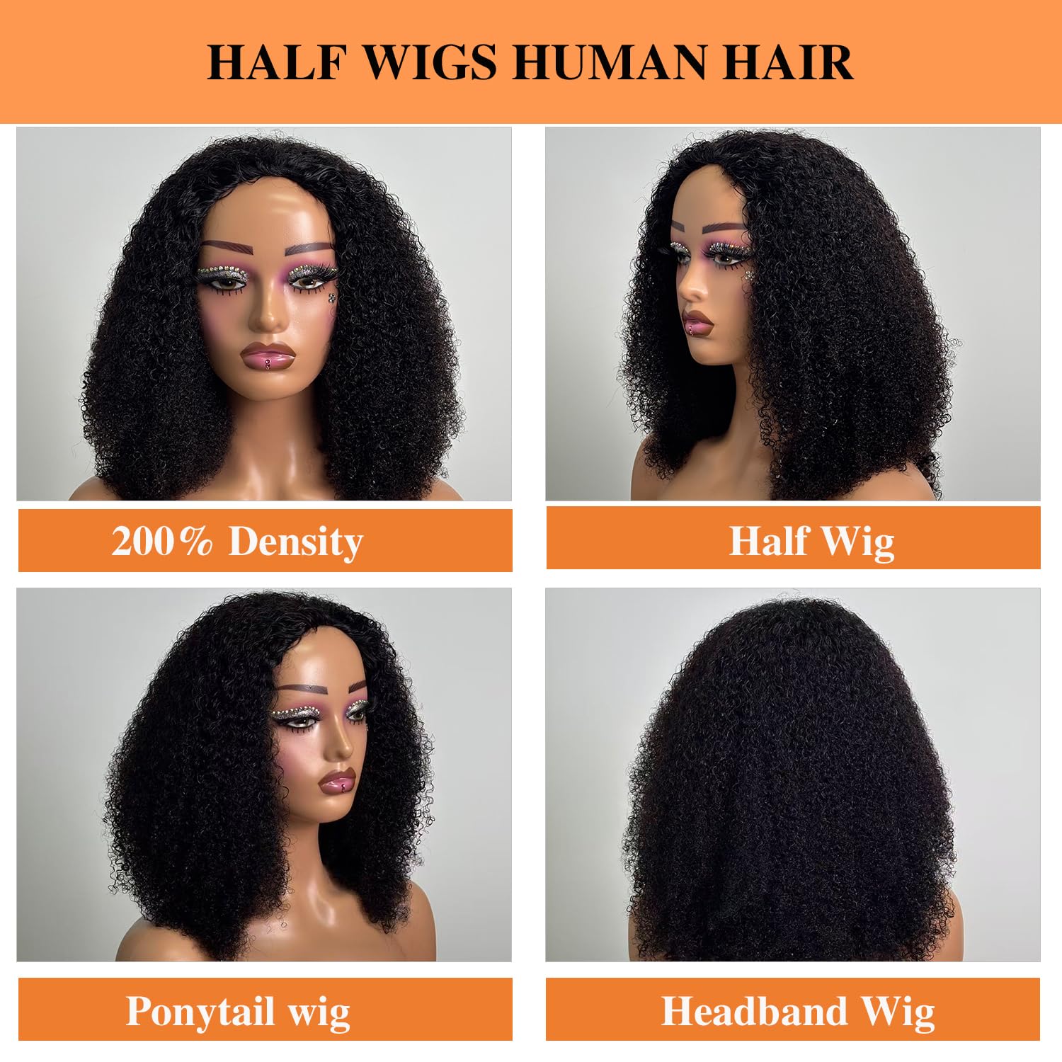 Unvizossa Half Wig glueless cap with anti-slip band stays in place for activity.
