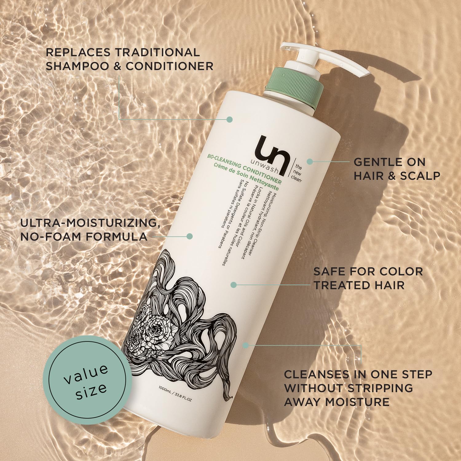 Unwash conditioner application in hand showing massage for even coverage