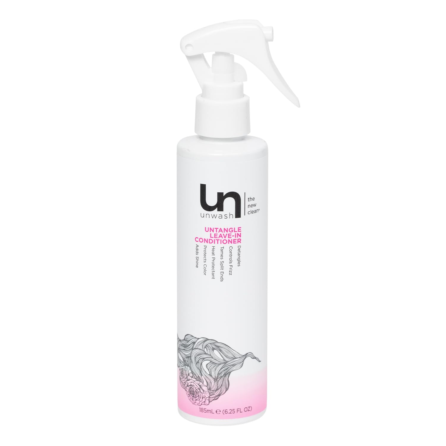 Unwash Untangle bottle pour showing easy detangling and hydration