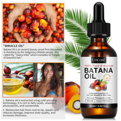 Uocasi Batana oil on hair suggests reduced frizz and added shine.