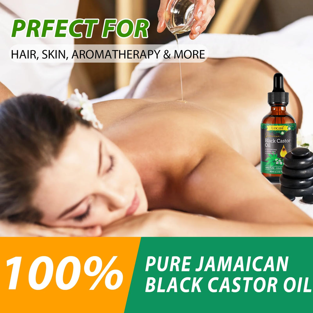 Uocasi Jamaican Black Castor Oil promotes hair growth and fuller appearance.
