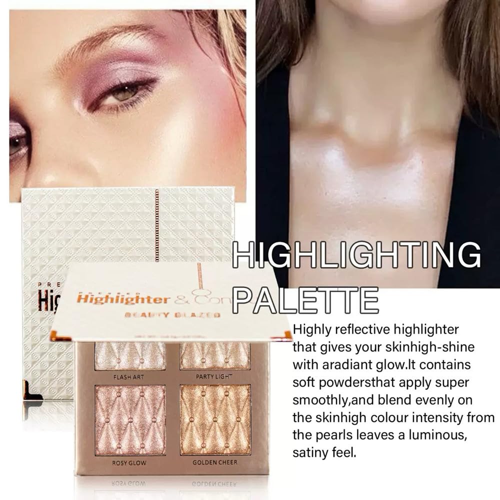 UOCK 4 color highlighter palette inner corner light opens the eye area.