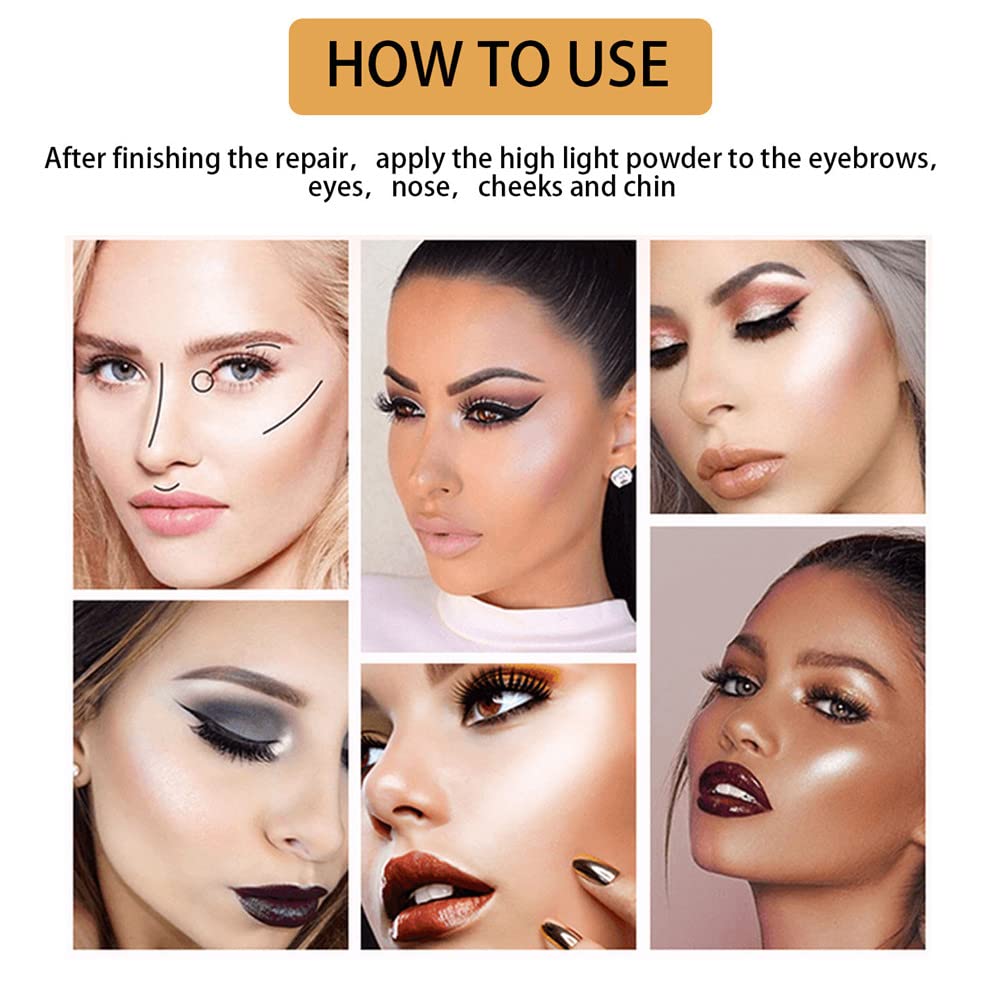 UOCK 4 color highlighter palette lip glow for soft shine.