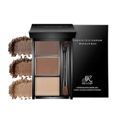 UOCK Eyebrow Powder three-color disc close-up showing natural shade options for brows.