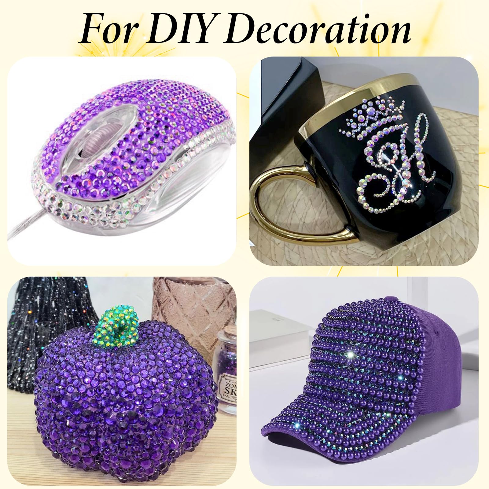 Uotey mixed sizes rhinestones for versatile nail art designs