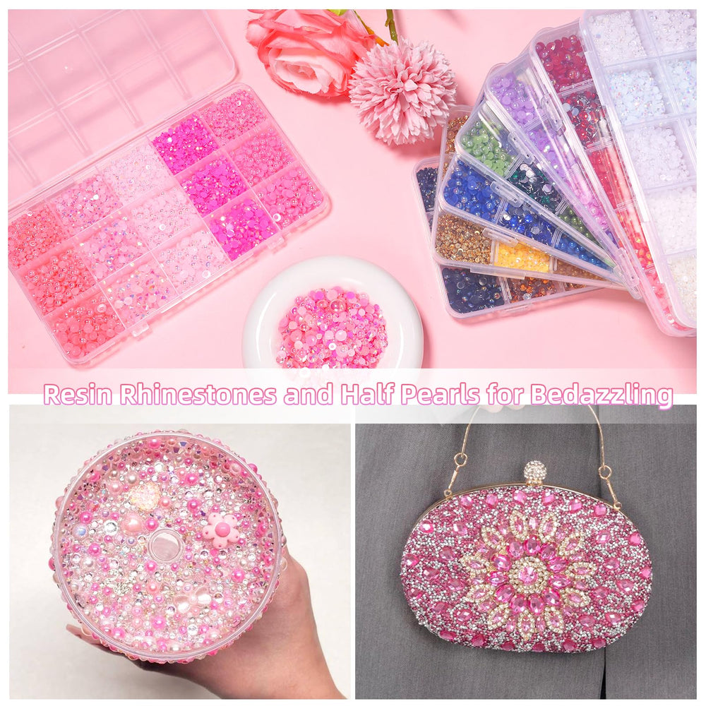 Uotey pink flatback pearls decorate tumblers and glasses beautifully.