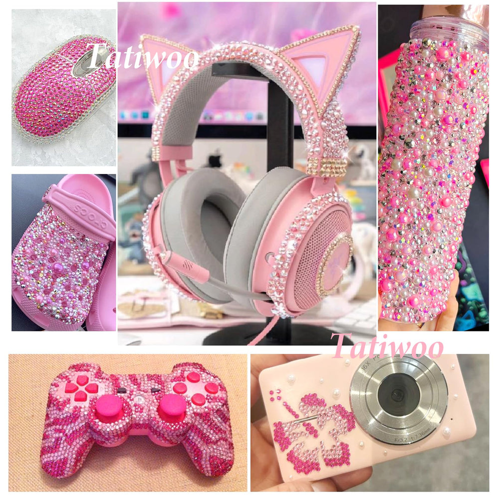 Uotey pink resin rhinestones for clothes, shoes, and makeup accents.