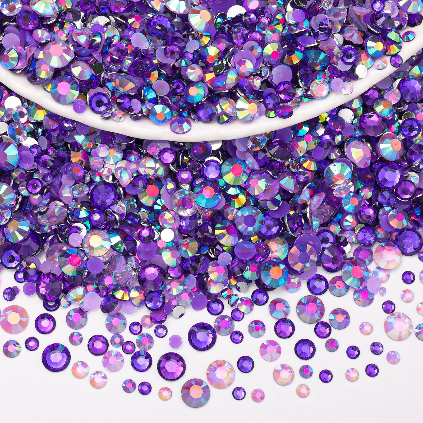 Uotey purple resin rhinestones with mixed sizes sparkle for nails and crafts