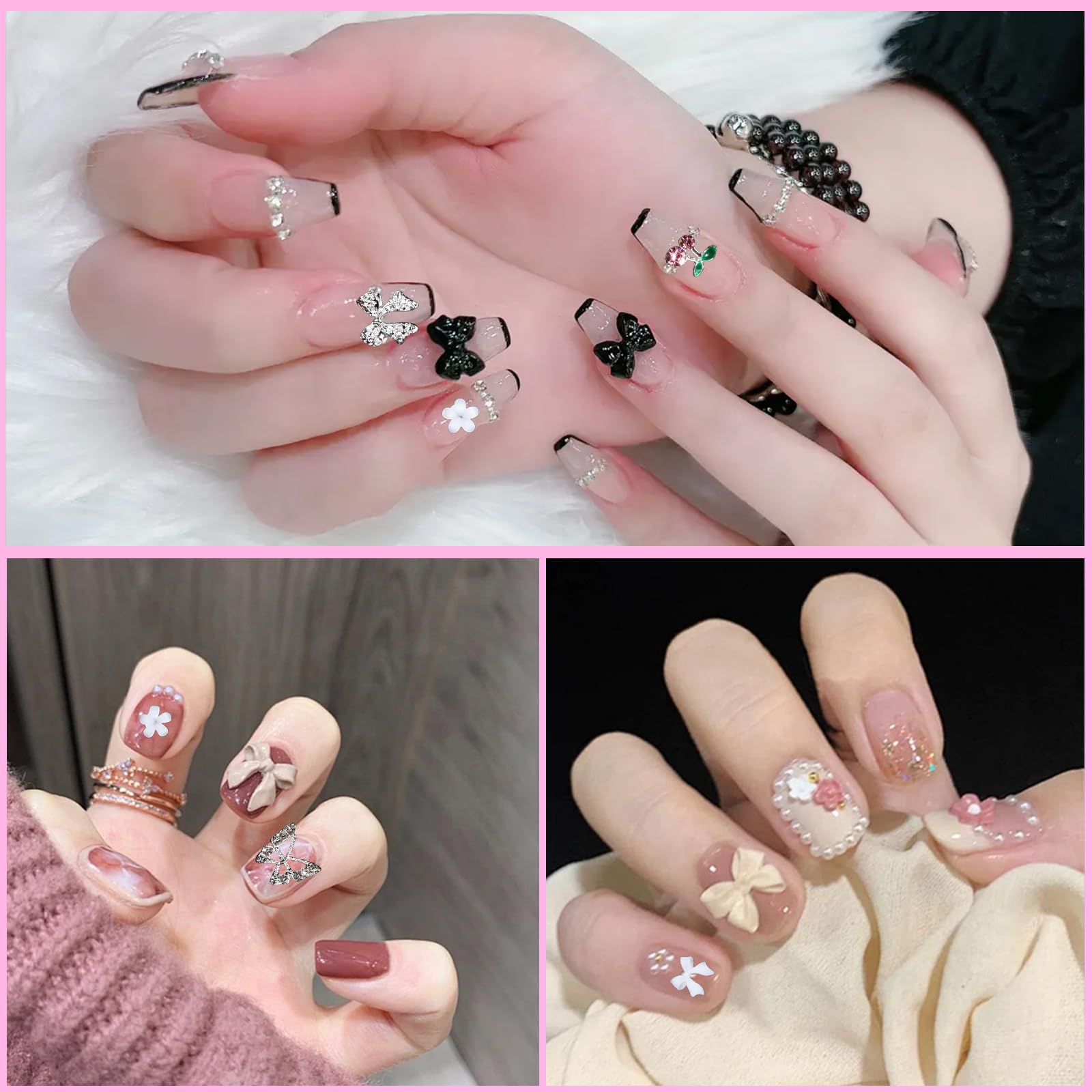 Uotey rose flowers 3D nail charms for delicate accents