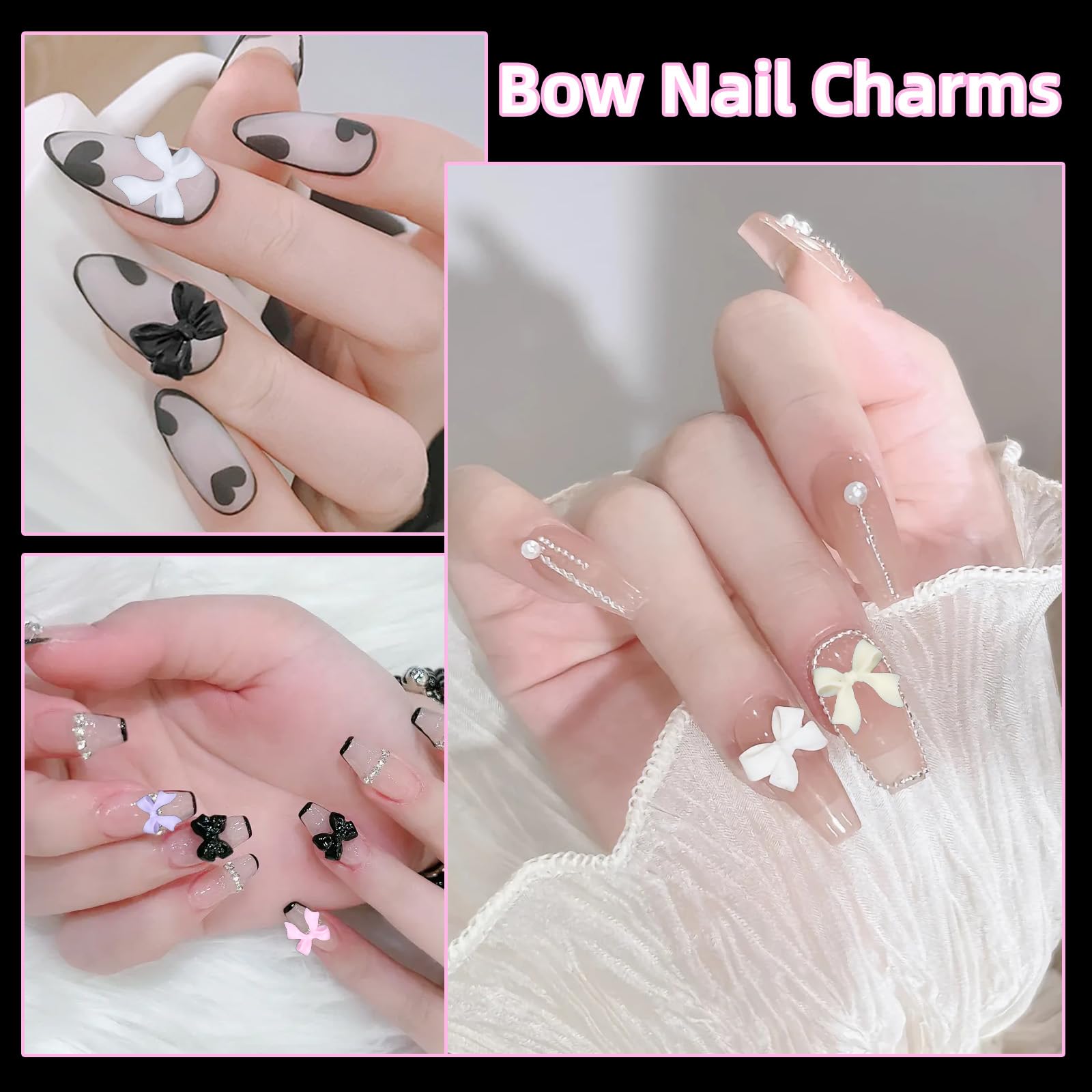 Uotey silver pearl gems set for elegant nail art