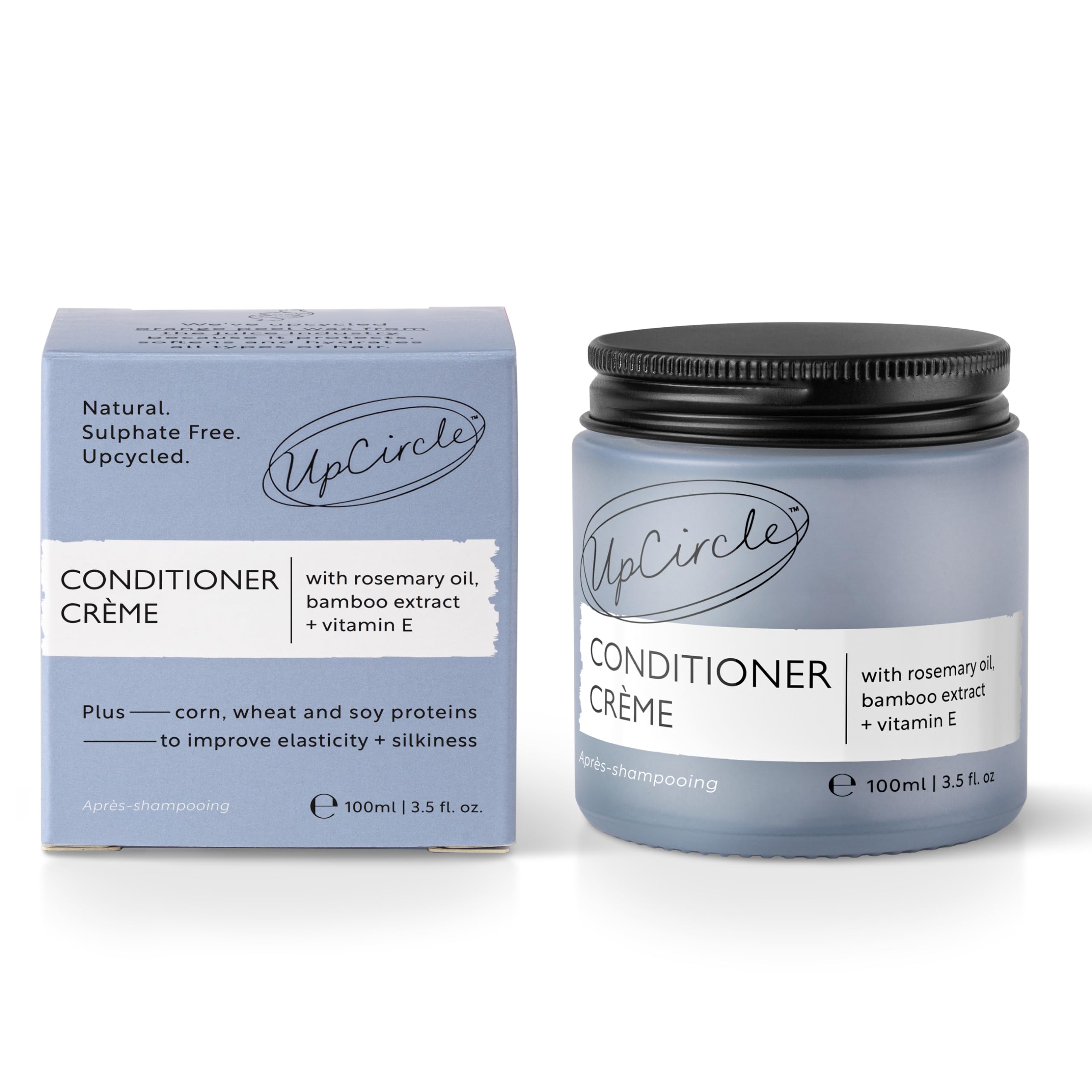 UPCIRCLE conditioner creme bamboo extract closeup emphasizes stronger hair and elasticity.