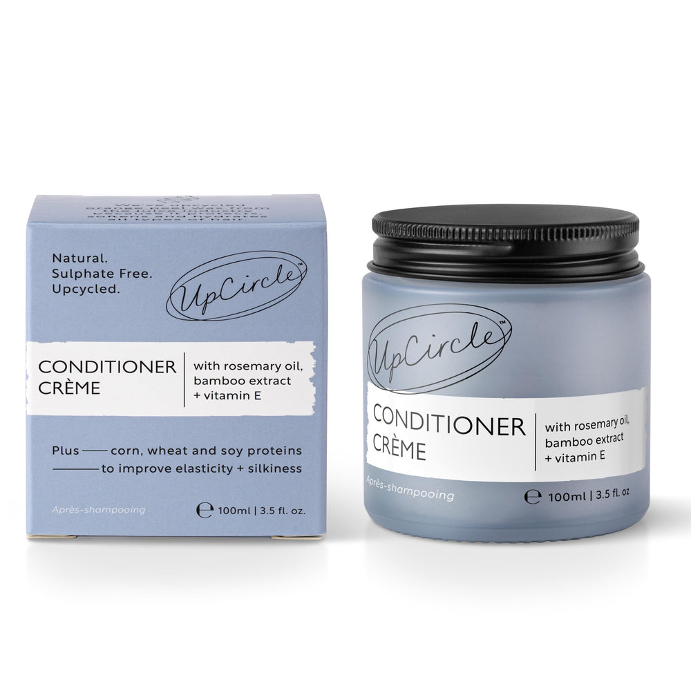 UPCIRCLE conditioner creme bamboo extract closeup emphasizes stronger hair and elasticity.