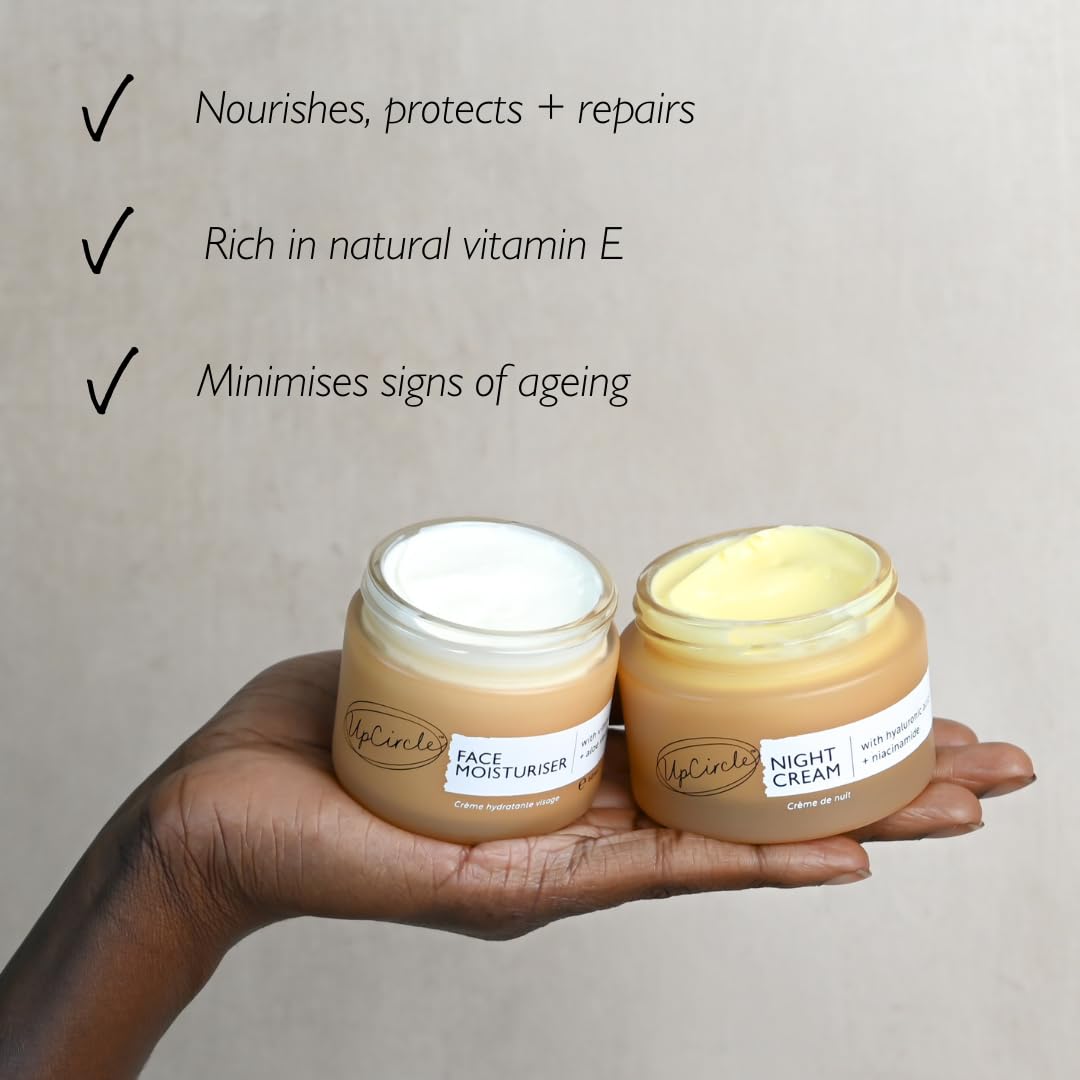 UPCIRCLE Night Cream blueberries ingredient detail; antioxidant support for skin vitality.