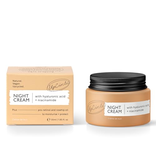 UPCIRCLE Night Cream with hyaluronic acid and niacinamide; boosts hydration and even tone.