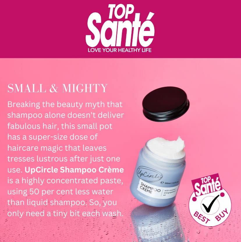 UPCIRCLE Shampoo Crème glass jar packaging emphasizes sustainability and vegan formula.