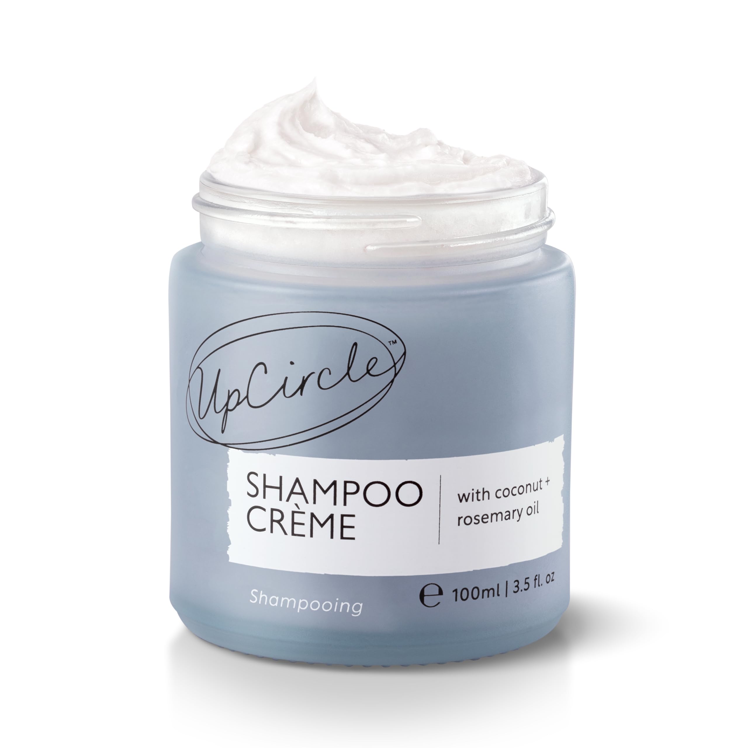 UPCIRCLE Shampoo Crème with rosemary oil bottle for nourished, balanced hair.