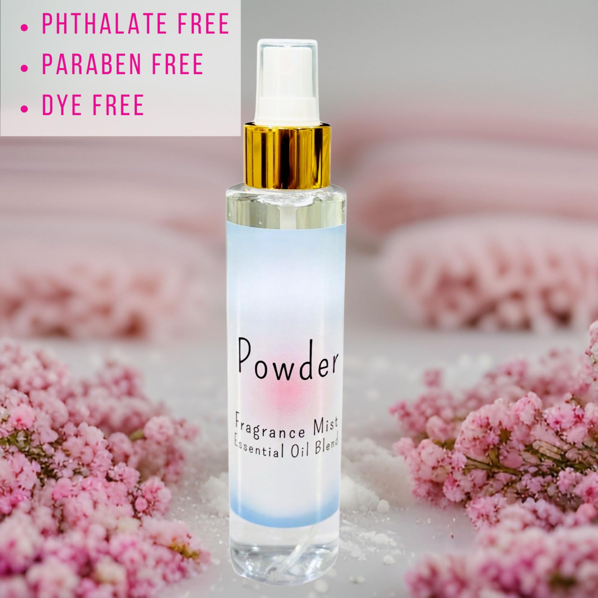 Uplift Us Marketplace Baby Powder Body Mist cap and nozzle shown for a smooth spray.