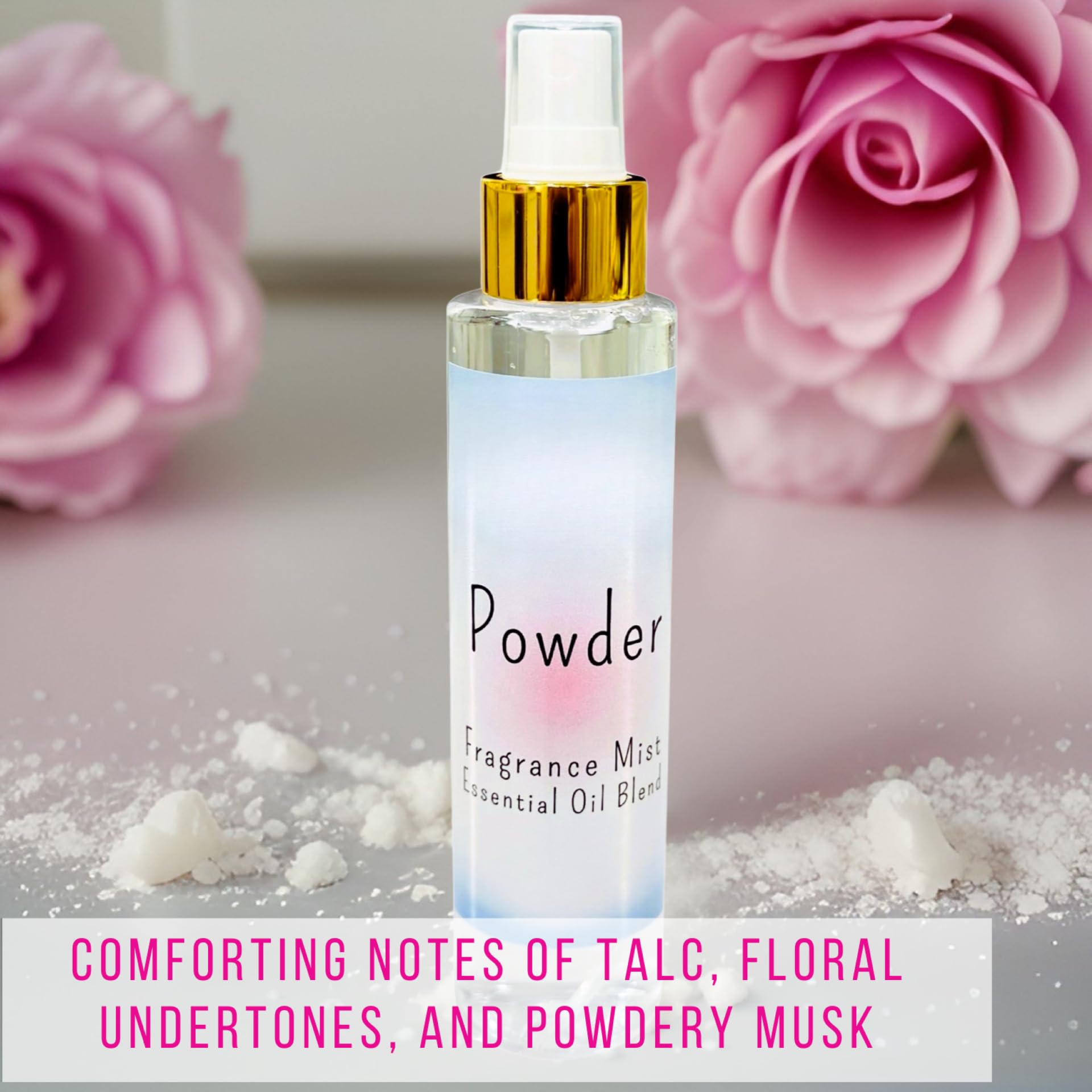 Uplift Us Marketplace Baby Powder Body Mist orange blossom note adds subtle, uplifting brightness.