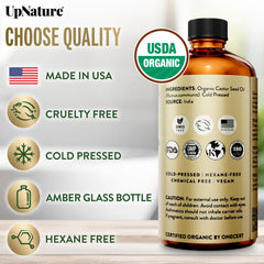 UpNature castor oil with mascara wand for precise lash application.