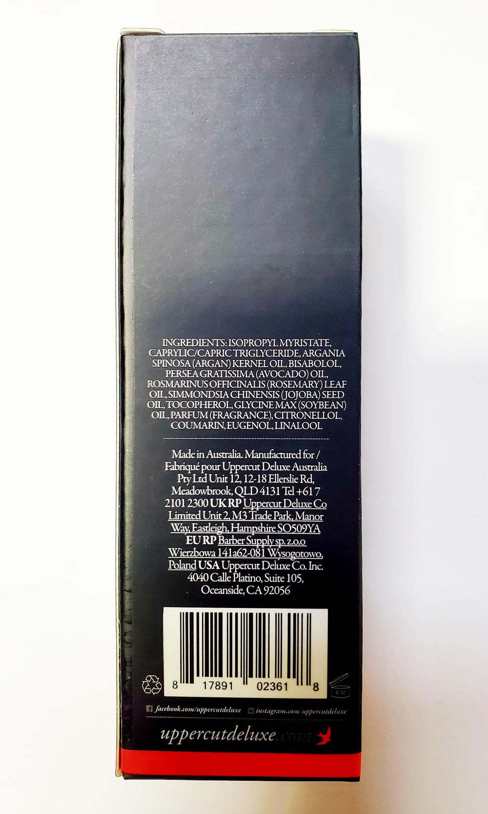 Uppercut Deluxe Beard Oil on finished beard shows light, non-greasy shine.