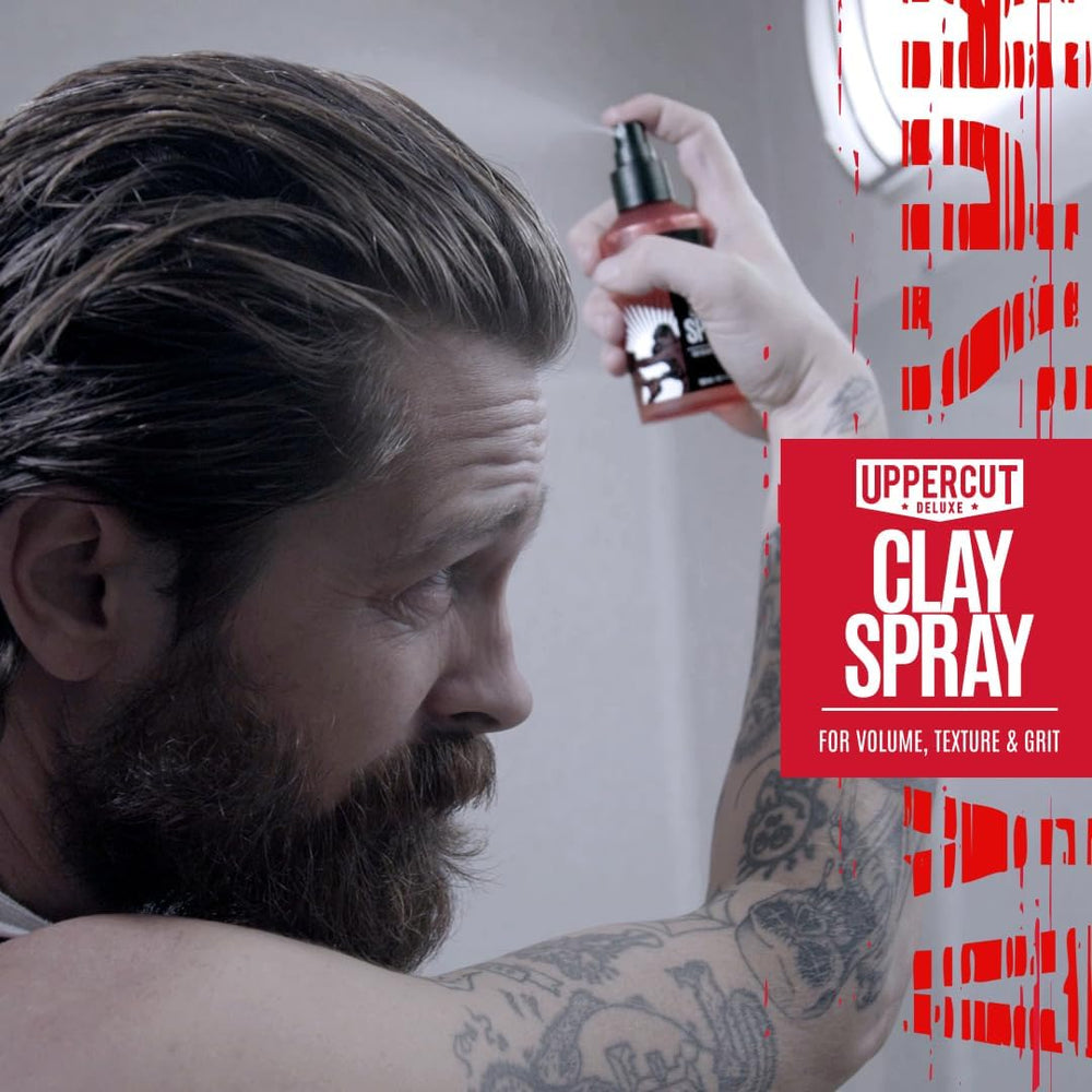 UPPERCUT DELUXE activated by blow-drying boosts volume and texture.