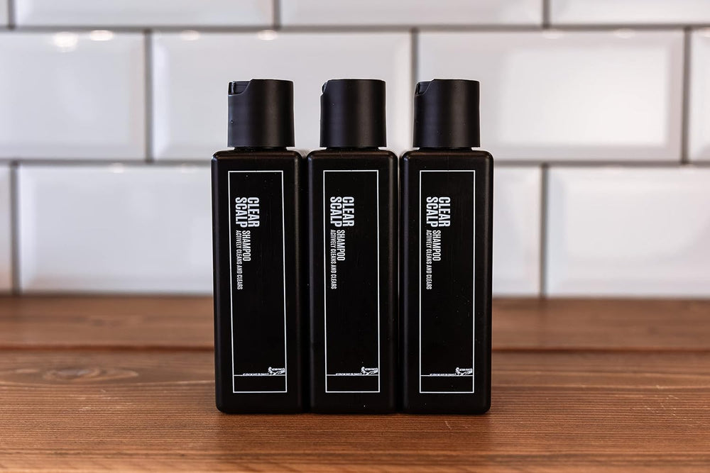 UPPERCUT DELUXE Clear Scalp Shampoo bathroom setup exemplifies routine care