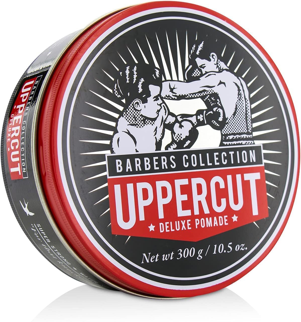 Pompadour styling using Deluxe Pomade with durable hold.