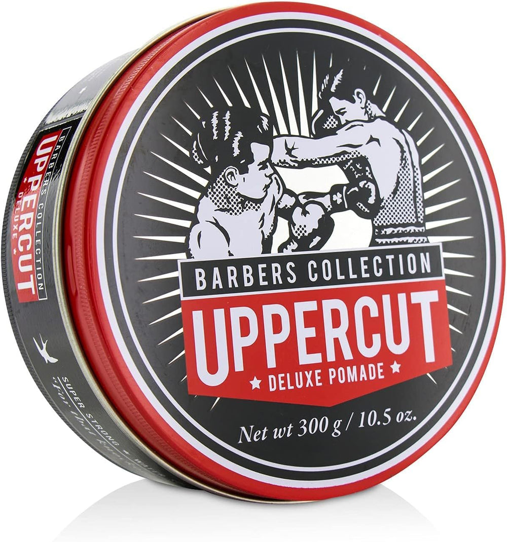 Pompadour styling using Deluxe Pomade with durable hold.