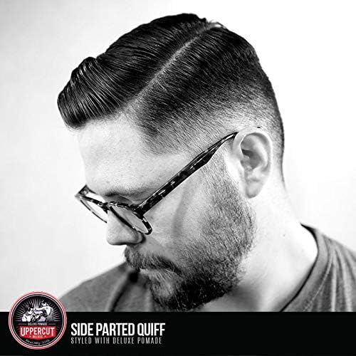 Slick-back style with Deluxe Pomade for a polished look.