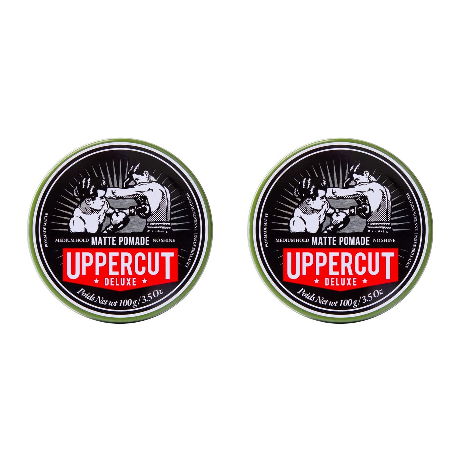Uppercut Deluxe Matte Pomade 2-pack box for versatile home styling