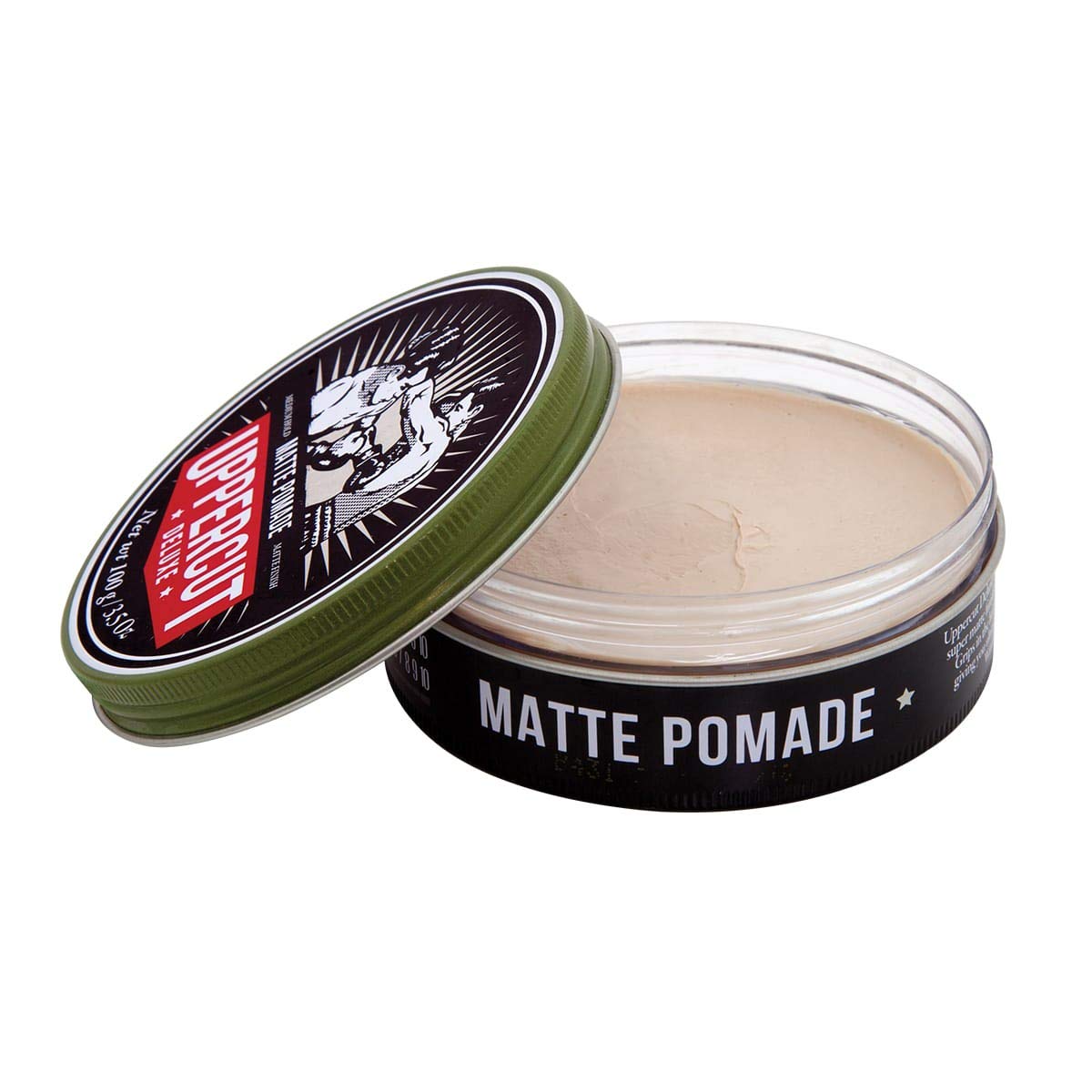 Uppercut Deluxe Matte Pomade jar front showing matte finish