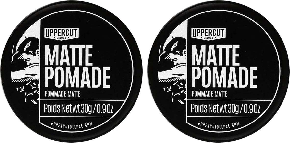 Uppercut Deluxe Matte Pomade Midi tin close-up for travel styling