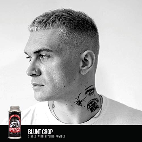 Uppercut Deluxe texture powder volume boost illustrated for thinning hair seeking lift.