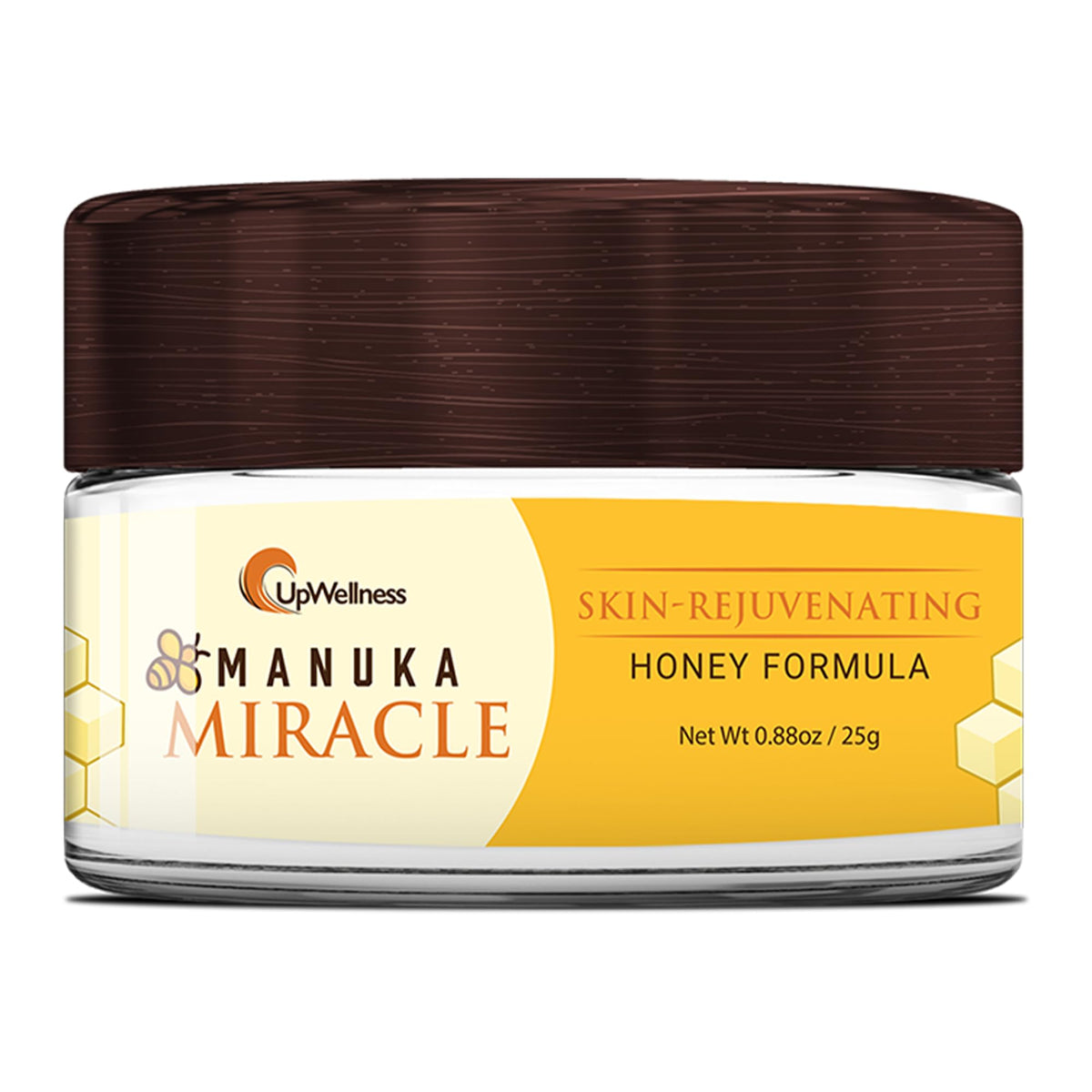 UpWellness Manuka Miracle jar close-up showing creamy texture for hydrated skin