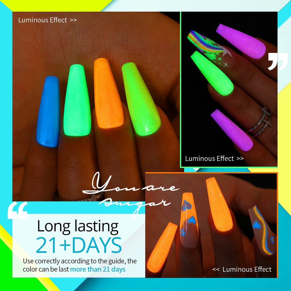 UR SUGAR Glow in the Dark green neon gel polish swatch for party nails