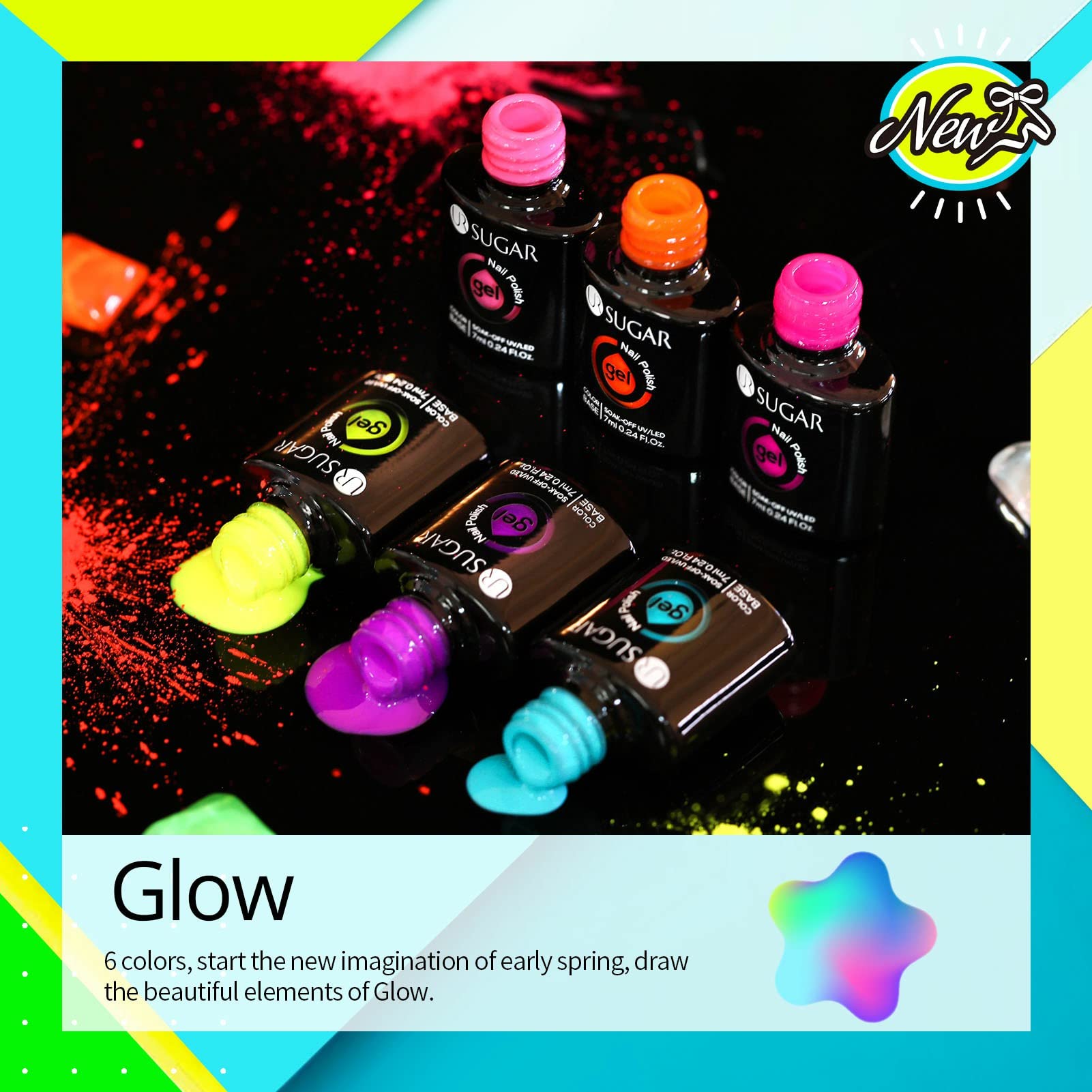 UR SUGAR Glow in the Dark purple neon gel polish swatch for night-out nails
