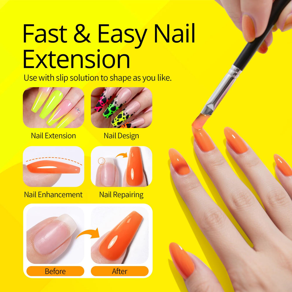 UR SUGAR neon orange nails glow with sunny vibrancy.