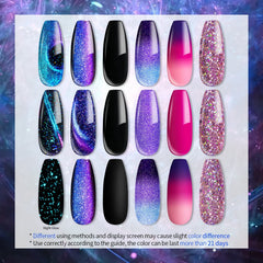 UR SUGAR purple color-changing gel polish shifts with temperature for dynamic looks.