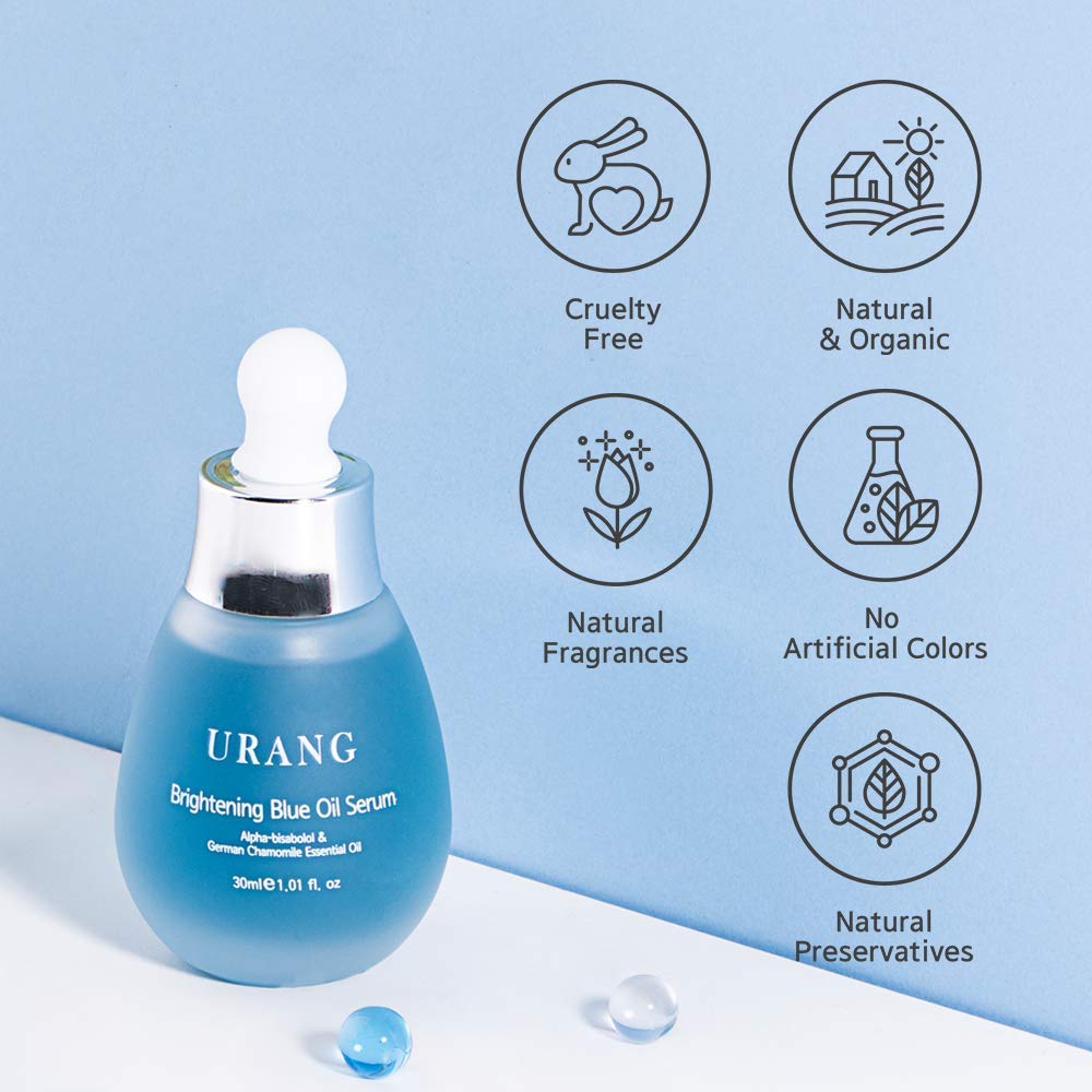 URANG Blue Oil Serum close-up reveals a subtle, non-greasy sheen.
