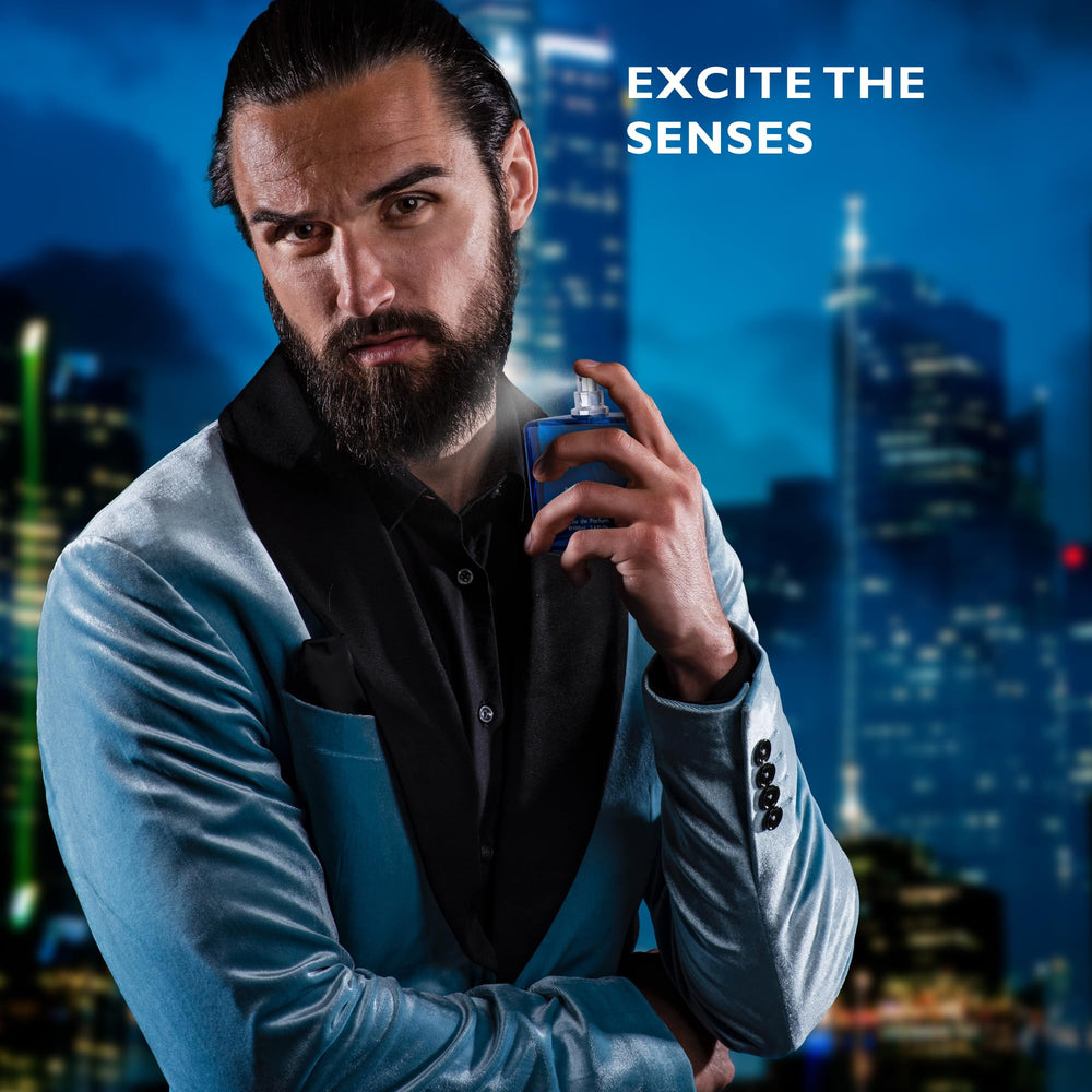 Urban Collection Bleu for Men base notes woody create lasting warmth throughout the day.
