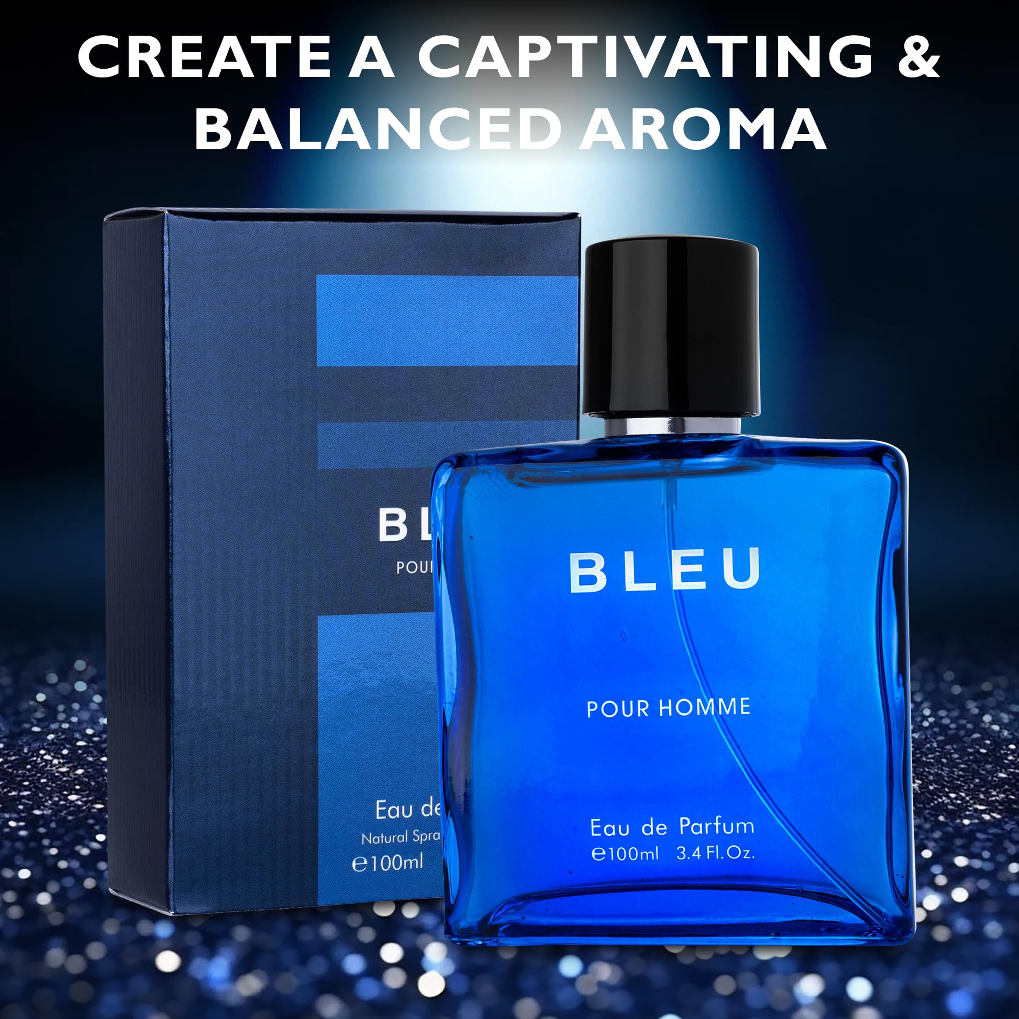 Urban Collection Bleu for Men middle notes nutmeg jasmine convey depth and intrigue on skin.