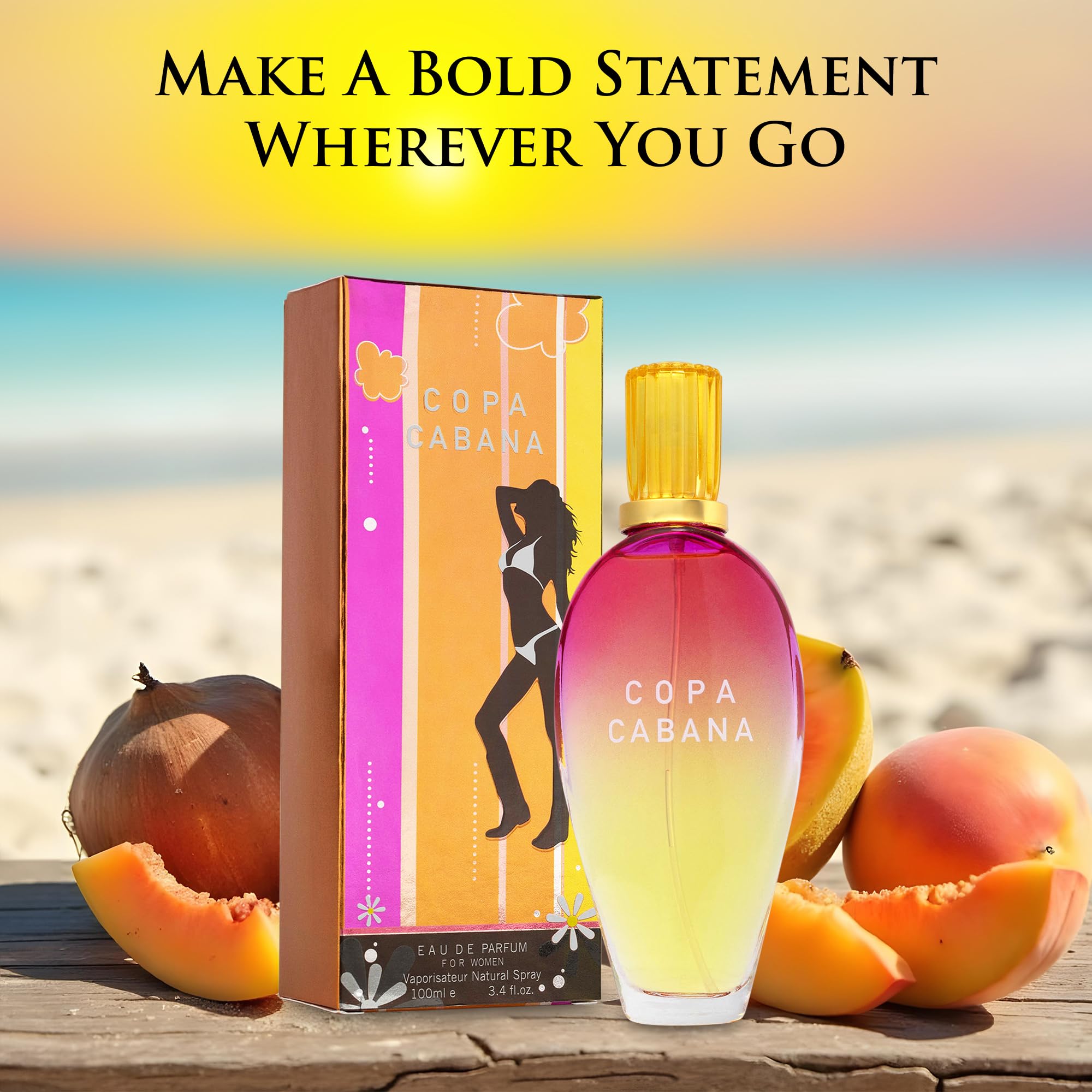 Amber base focus of Copa Cabana for warm, lasting allure.
