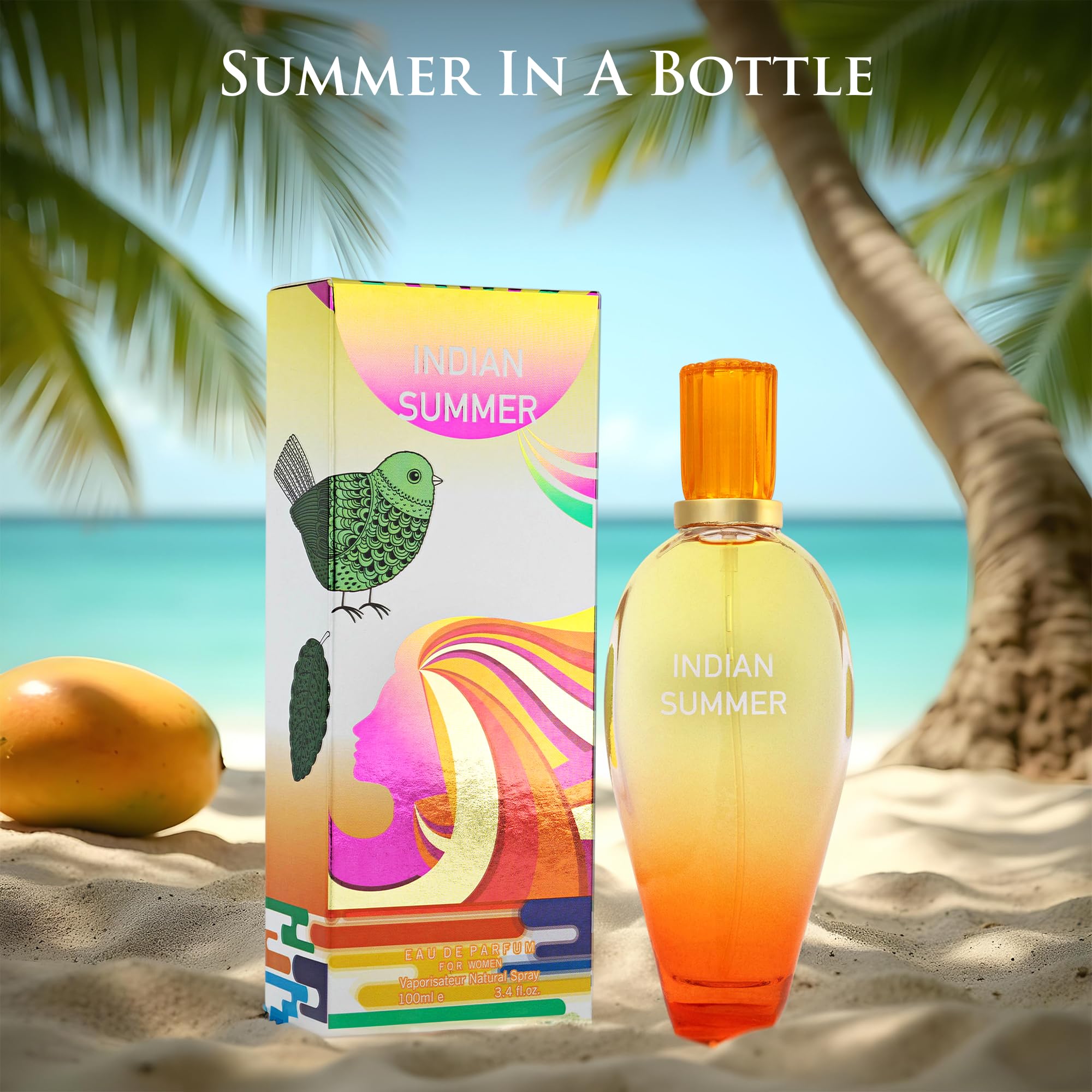 Urban Collection Indian Summer label detail emphasizes tropical notes and sandalwood base