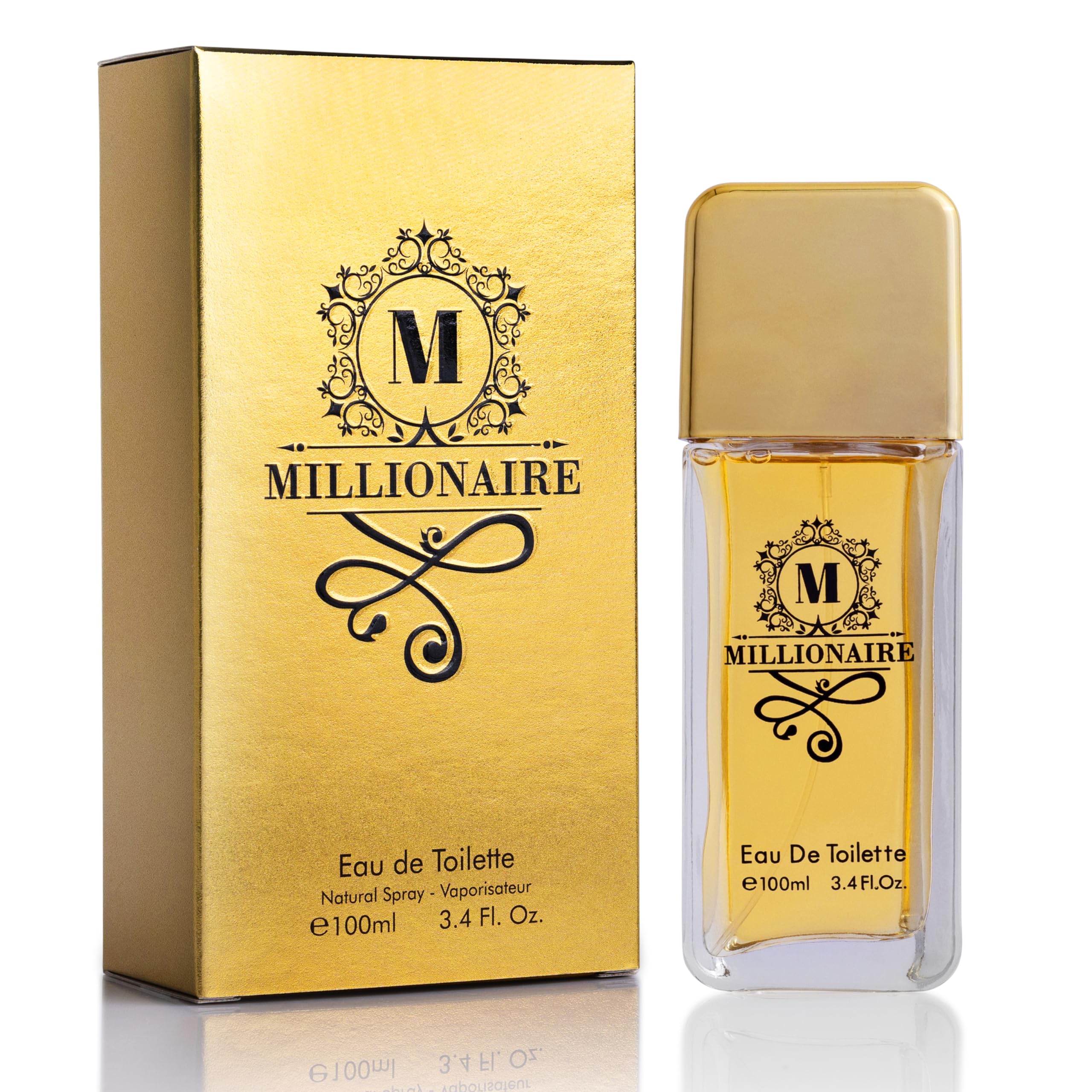 Urban Collection Millionaire bottle front view, highlighting citrus-woody balance for daily wear